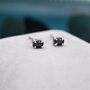 Tiny Black Oval Cz Stud Earrings Sterling Silver, thumbnail 1 of 10