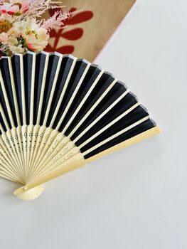 Personalised Black Folding Hand Silk Fan Women Gift, 2 of 12