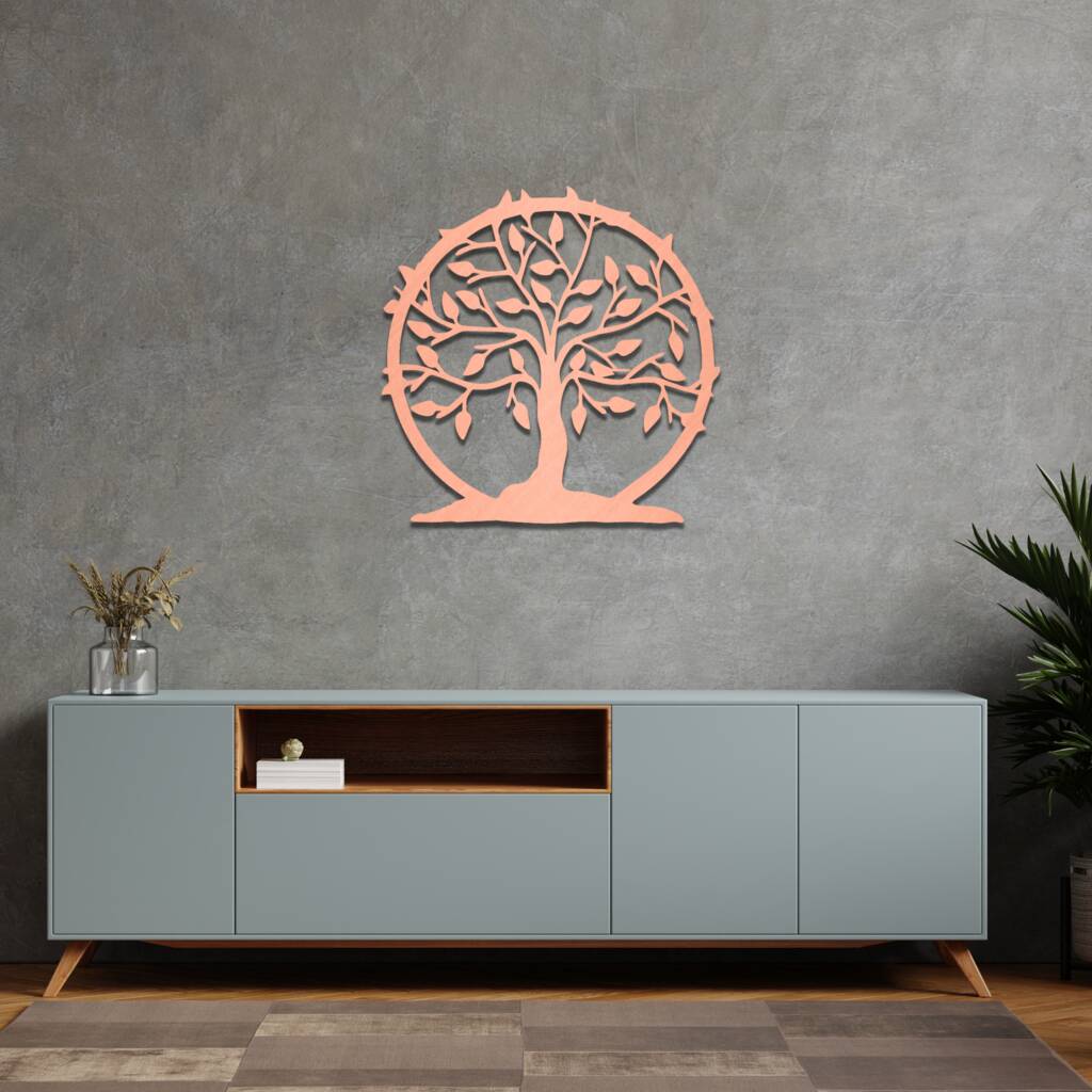 Wooden Tree Of Life Wall Art, Circular Tree Wall Decor By Duke Craft
