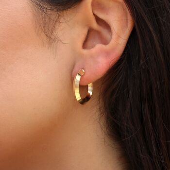 9ct Yellow Gold Square Tube Creole Hoop Earrings, 2 of 5