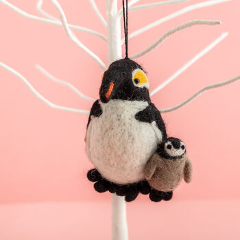 Personalised Felt Penguin And Baby Tree Decoration, 3 of 5