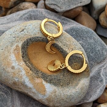 Sun And Moon Celestial Gold Plated Earrings, 2 of 4