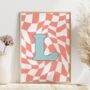 Letter Print Retro Check Pattern, thumbnail 2 of 5
