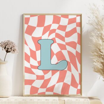 Letter Print Retro Check Pattern, 2 of 5