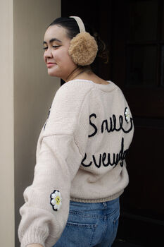 Beige Smile Everyday Flower Knit Cardigan, 6 of 9