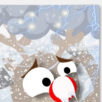 Funny Christmas Card With Chaotic Screaming, Shaking And Light Up Rudolph, 4 of 12