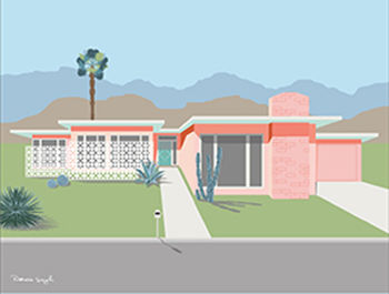 Palm Springs Pink Mid Century Modern House Print, 2 of 4
