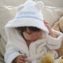 Personalised Hoodede Dressing Gown Edged In Blue Gingham, thumbnail 1 of 2