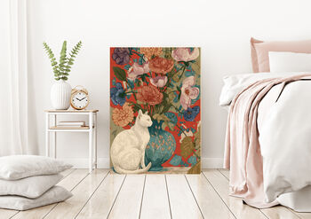 Cat And Vase Still Life Art Print, 3 of 4