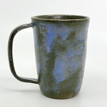 Handmade Ceramic Latte Cup Mug Blue Stoneware, 7 of 10