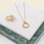 Cordoba Triple Ring Yellow Gold Plated Necklace, thumbnail 3 of 7