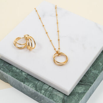 Cordoba Triple Ring Yellow Gold Plated Necklace, 3 of 7