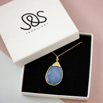 Gold Plated And Blue Semi Precious Gemstone Necklace, 4 of 6