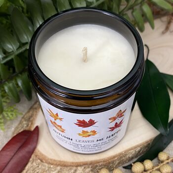 Autumn Leaves Personalised Candle Pumpkin Spice, 2 of 3