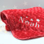 Personalised Soft Red Christmas Baby Blanket, thumbnail 1 of 4