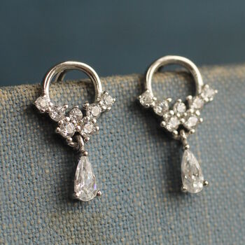Sterling Silver Tiny Droplet Hoop Earrings, 2 of 6