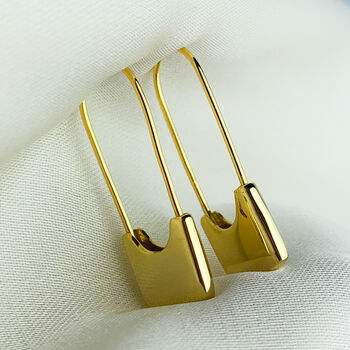 Sterling Silver Simple Safety Pin Earrings, 4 of 8