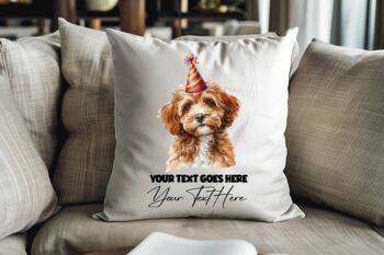 Personalised Cavapoo Birthday Congratulations Party Cushion, 2 of 2