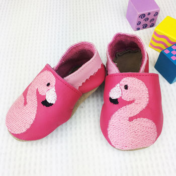 Personalised Embroidered Flamingo Baby Shoes, 5 of 10