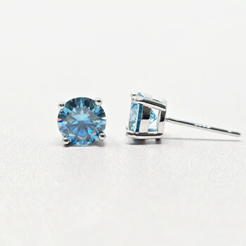 Aquamarine Moissanite Crystal Sterling Silver Earrings, 3 of 6