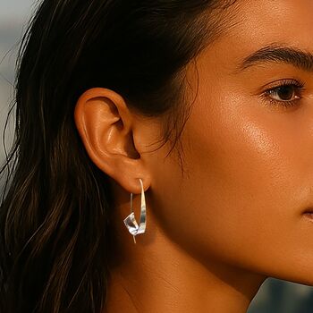 Flared Ribbon Sterling Silver Hoop Earrings, 2 of 7