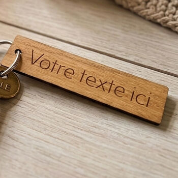 Personalised French Text Wooden Keyring Gift, 4 of 4