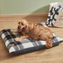 Personalised Deep Duvet Navy Check Medium Dog Bed, thumbnail 1 of 5