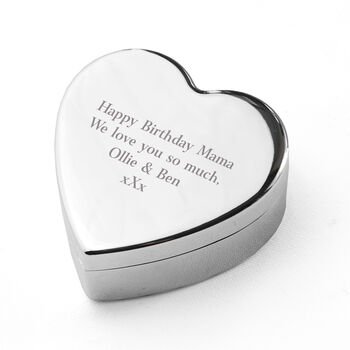 Personalised Classic Silver Plated Heart Trinket Box, 6 of 9