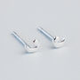 Sterling Silver Tiny Crescent Moon Stud Earrings, thumbnail 2 of 4
