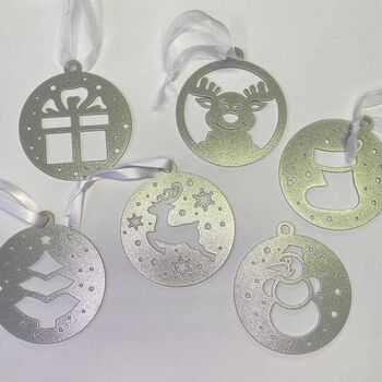 Laser Cut Christmas Bauble Set Of Six, 4 of 4