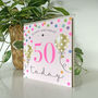 Balloon Brights 50th Birthday Card Pink, thumbnail 2 of 2