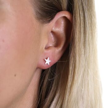 Sterling Silver Star Stud Earrings, 2 of 8
