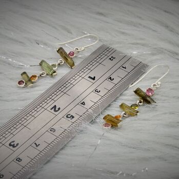 Pink Green Tourmaline Silver Earrings, 5 of 5