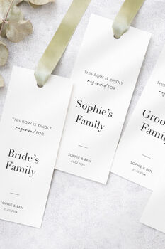 Personalised Reserved Row Name Sign With Satin Ribbon Wedding Aisle Signage, 6 of 11