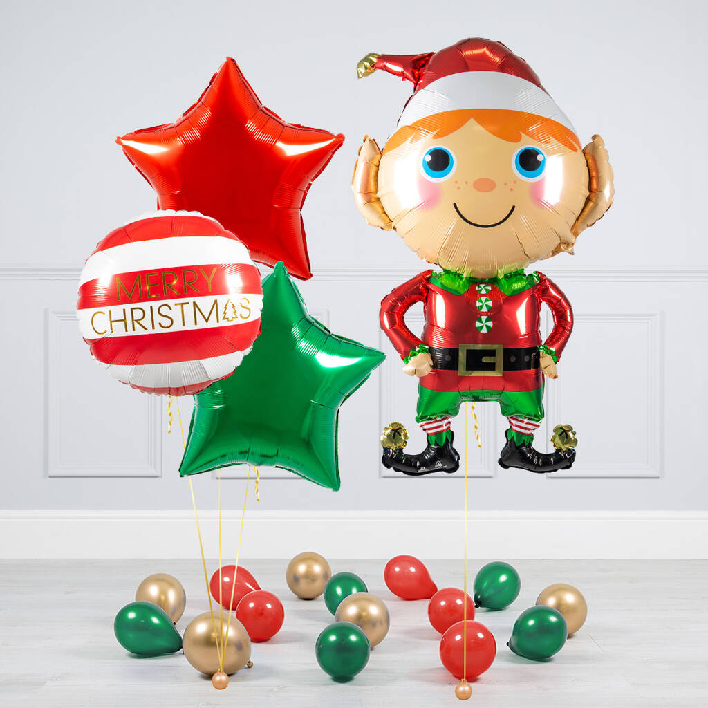 Elf Christmas Inflated Balloon Package By Bubblegum Balloons