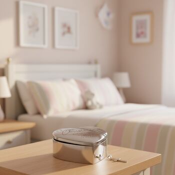 Personalised Christening Trinket Box And Cross Necklace, 2 of 7