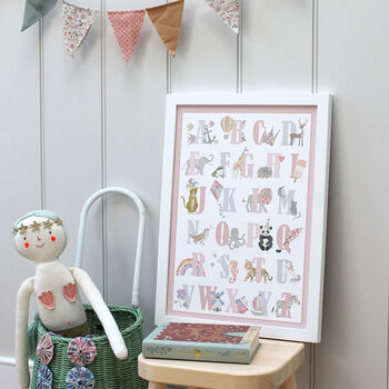 Floral Childrens Educational Alphabet Print With Border, 4 of 4