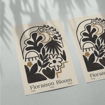 ‘Floraison Bloom Midnight’ Neutral Floral Art Print, 2 of 4