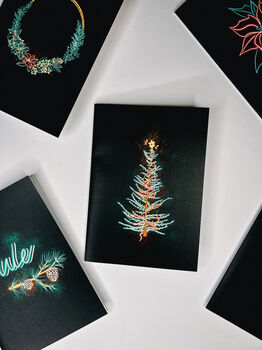 Traditional Tree Neon Christmas Card, 3 of 3