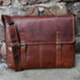 Men's Leather Rugged Satchel Bag Briefcase Gift, thumbnail 1 of 10