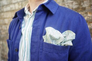 Dancys Mens Pale Blue Paisley Print Pocket Square, 3 of 9