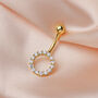 9ct Gold And Clear Cz Karma Circle Ball End Belly Bar, thumbnail 1 of 4