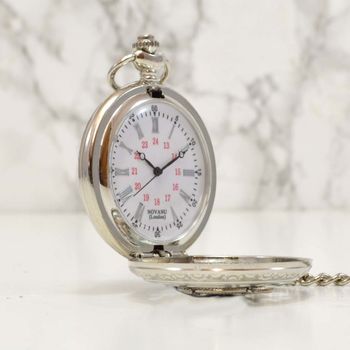 Personalised Silver Plated Pocket Watch Compass Design, 3 of 4