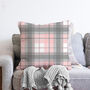 Grey And Pink Plaid Tartan Cushion Cover, thumbnail 2 of 3