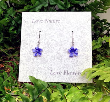 Periwinkle Blue Flower Drop Earrings, 3 of 6