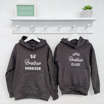 Brother Sister Matching Hoodies Set Pink And Grey, 3 of 3