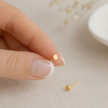 Micro 18ct Gold Plated Sterling Silver Disc Stud Earrings – 3mm, 7 of 7