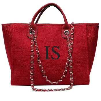 Personalised Red Large Chain Tote Bag, 3 of 5