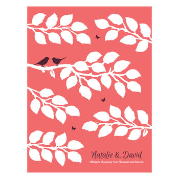 Personalised Bird Tree Wedding Guest Book Print, 2 of 5