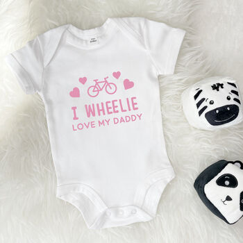 I Wheelie Love My Daddy Cycling Babygrow, 3 of 8